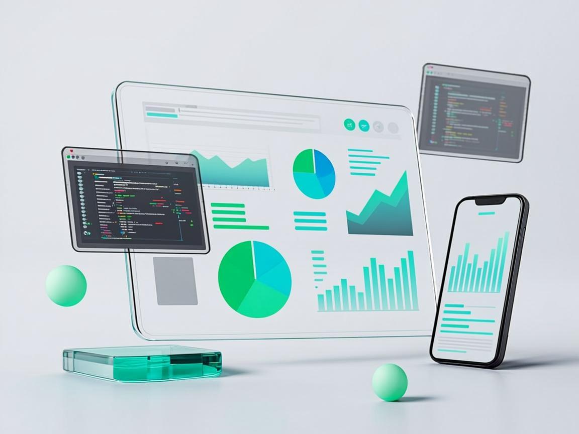 Modern dashboard, mobile app and analytics interfaces representing Metric Flux Solutions' software and digital services